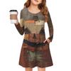 Girls' Long Sleeve Dress - Color Pocket Dress