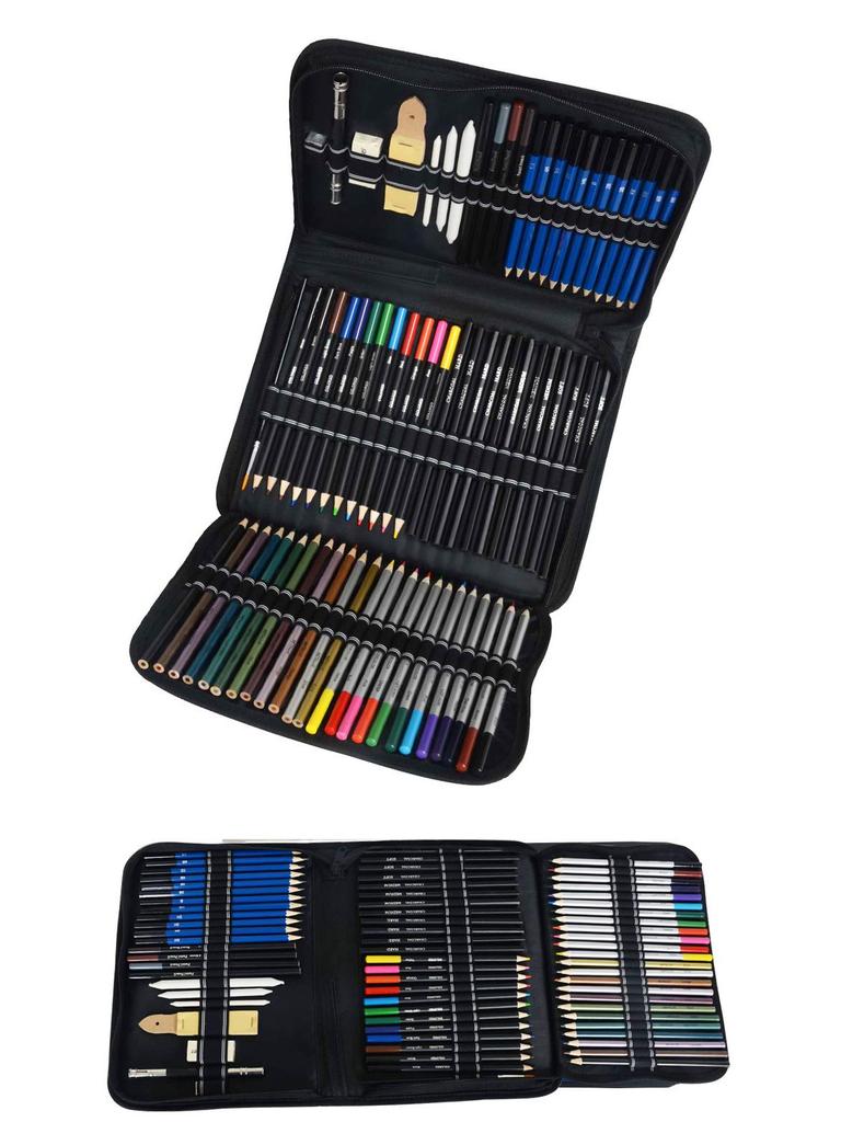 Набор из 72 водорастворимых и металлических цветных карандашей для рисования для детей