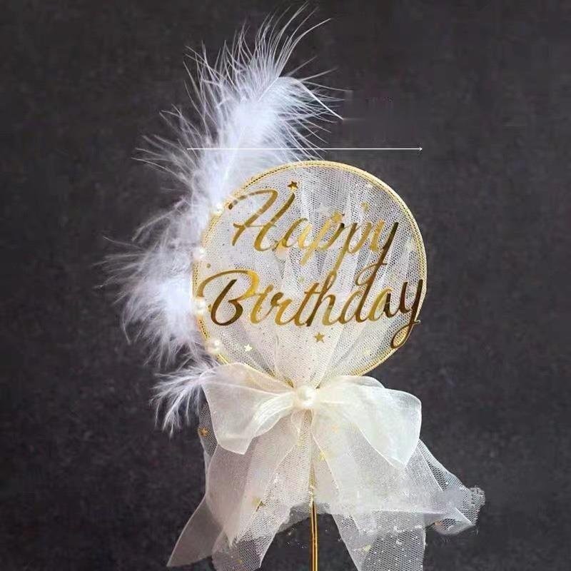 Birthday Cake Decoration Baking Supplies Mesh Wrought Iron Feather Birthday Cake Plugin