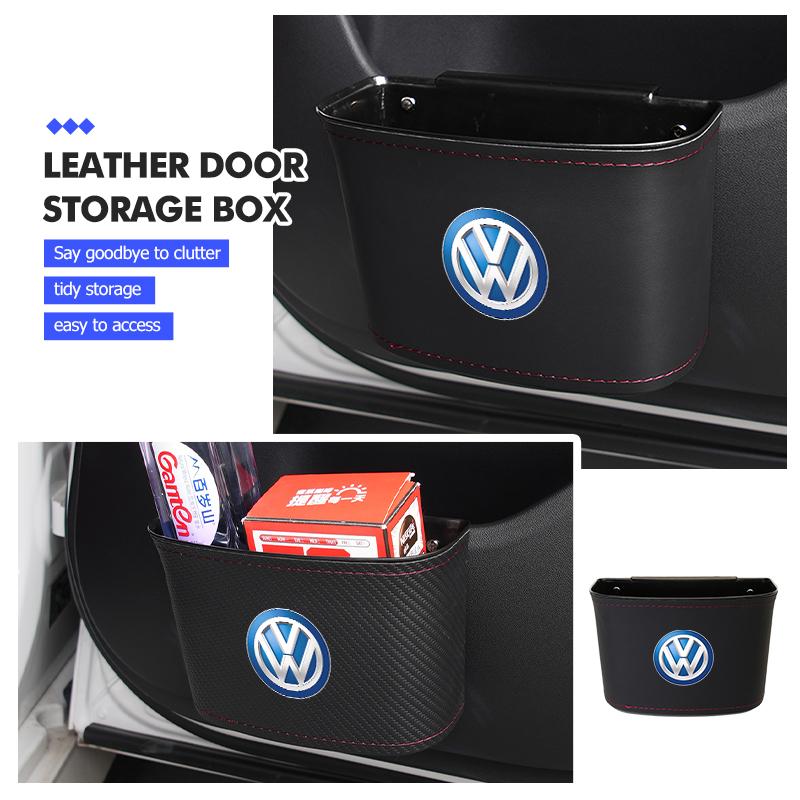 WET1 Leather Car Door Storage Box Phone Pocket Hanging Organizer For Volkswagen VW Scirocco Passat Polo B5 B6 B7 CC Tiguan Sharan
