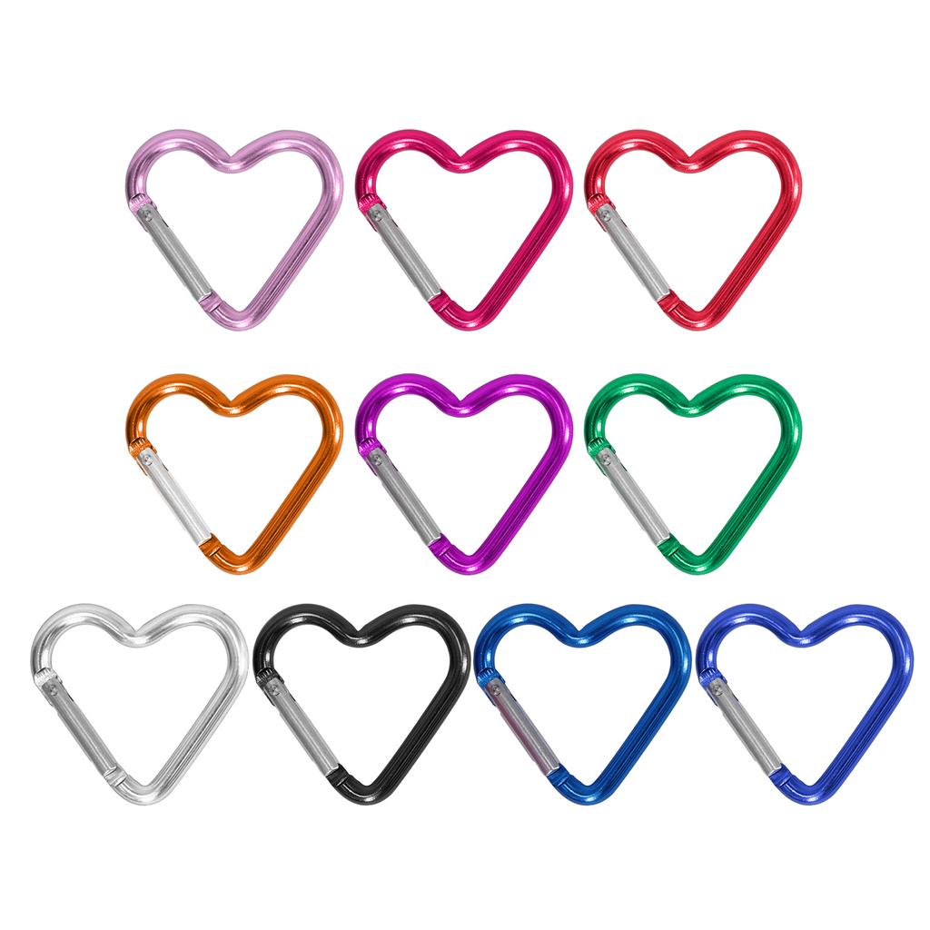 Heart Shaped Carabiner Clip Aluminum Alloy Keychain Clip Spring Snap Hook Camping Backpack Clips Heavy Duty Carabiners