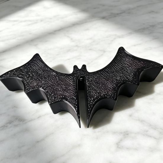 Bat Shaped Shower Hook 3D Printed for Glass Door, No Drill Snap Bathroom Door Hanger on Clip Hanger, Gothic Towel Loofah Halloween Themed Gadgets