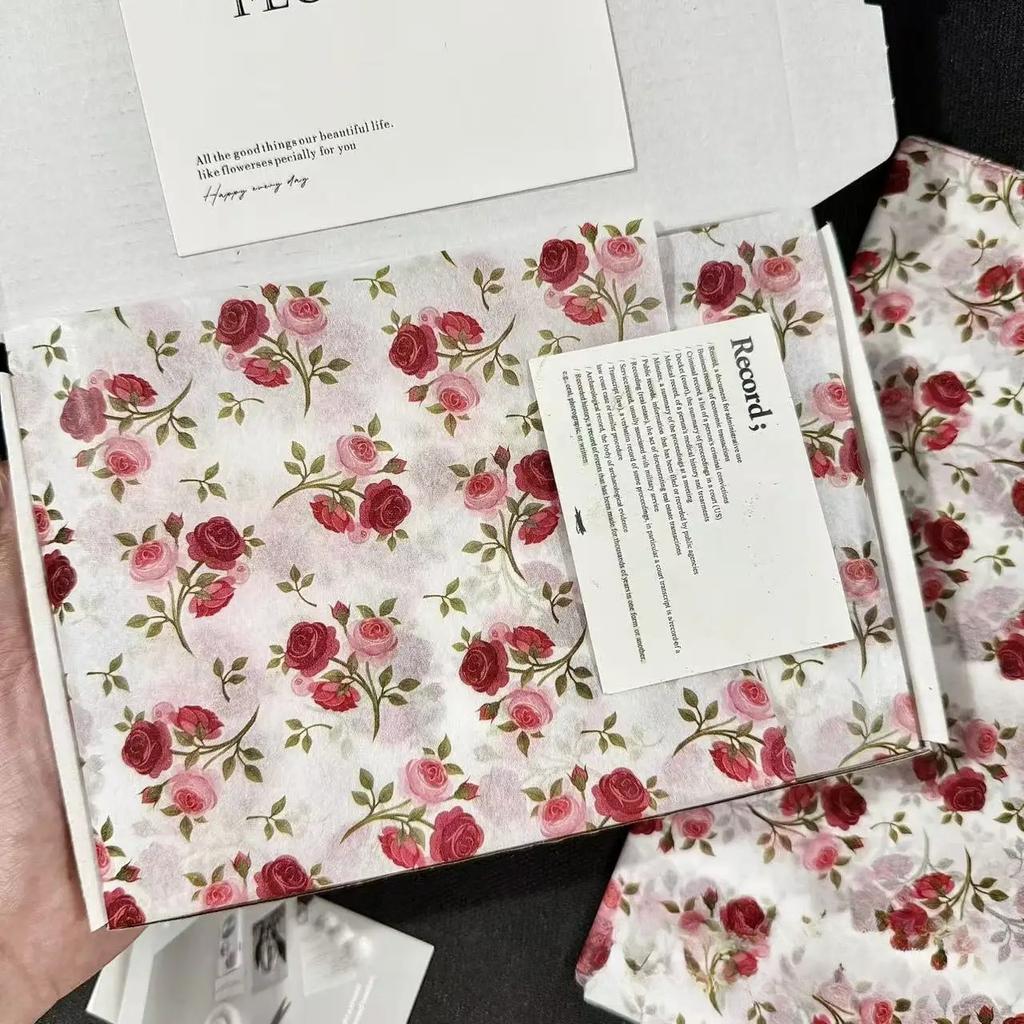 10/1000 листов Рождественский фонарь и узор из роз Тишью бумага Упаковка для подарков Полупрозрачная для рождественской вечеринки по случаю дня рождения Декор