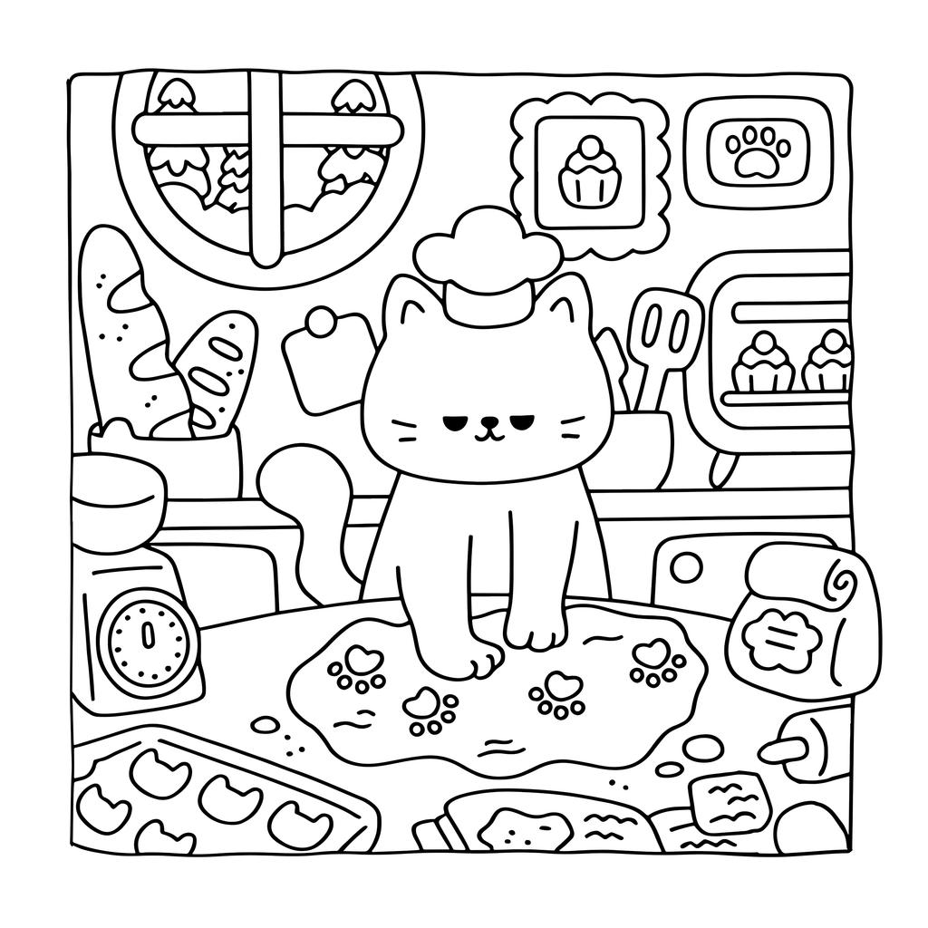 CAT LIFE Цветная книга с крупными и простыми рисунками для взрослых Милая книжка-раскраска Идеальный подарок для вечеринки и дня рождения