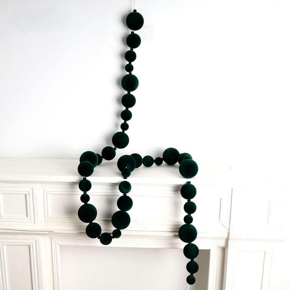 Multicolor Flocking Ball String Beads Chain Christmas Ball String  Party Supplies