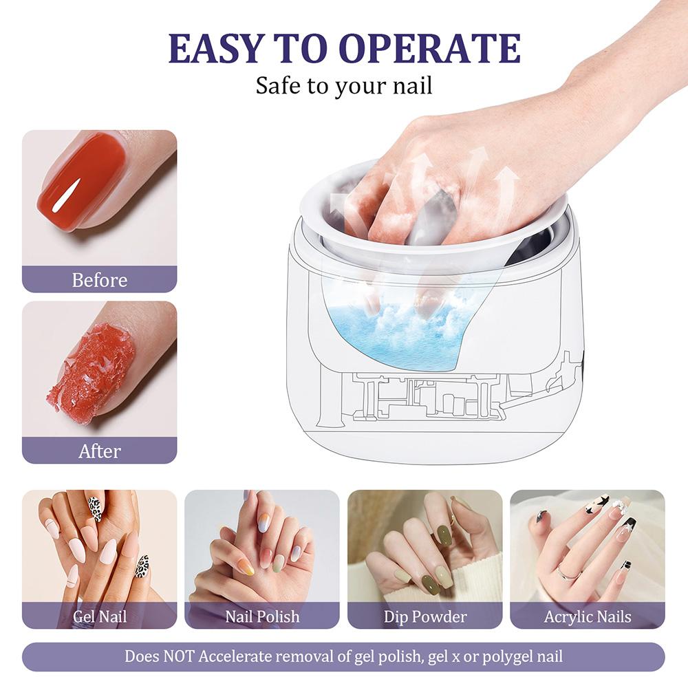 Electric Nail Polish Soaking Bowl Steam 5-Finger Inner Liner Nail Polish Removal Machine Steamer Heating UV Gel Remover Soak