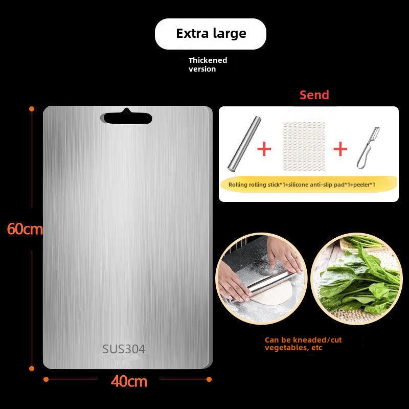Разделочная доска из антибактериальной нержавеющей стали 316: Немецкая утолщенная, устойчивая к плесени, большая бытовая рулонная панель