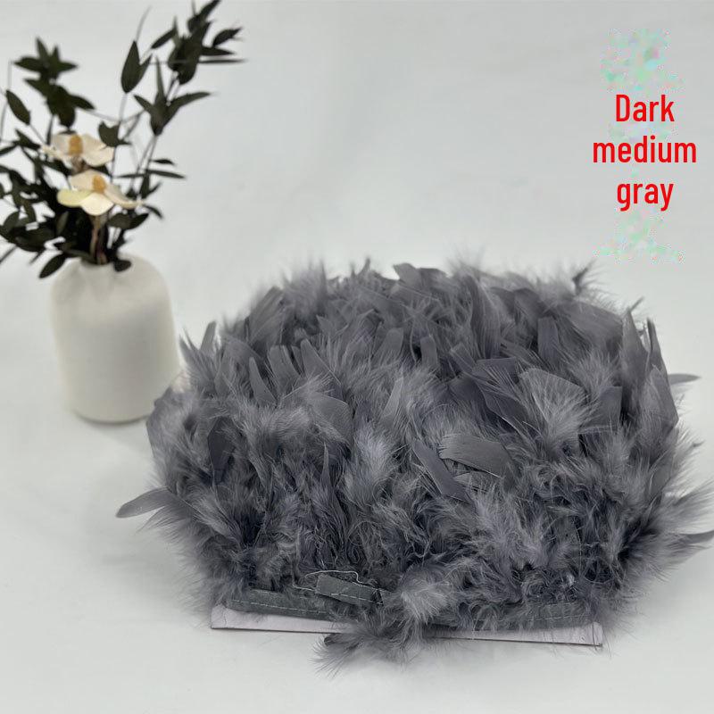 Red Lace Net Turkey Feather Strips for DIY Handmade Wedding Dance Costumes and Decorations