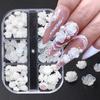 White Aurora Camellia Nail Art Jewelry Acrylic Resin Flowers Design Elegant Wedding Charms Accessories Rhinestone Decor