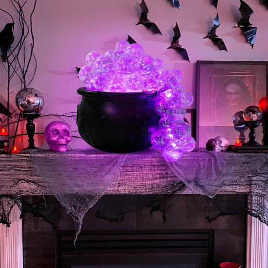 Lighted Witch Cauldron Set DIY Bubbling Witch Cauldron Set with Lights Indoor Witch Cauldron Centerpiece for Hocus Pocus Halloween Party Decor