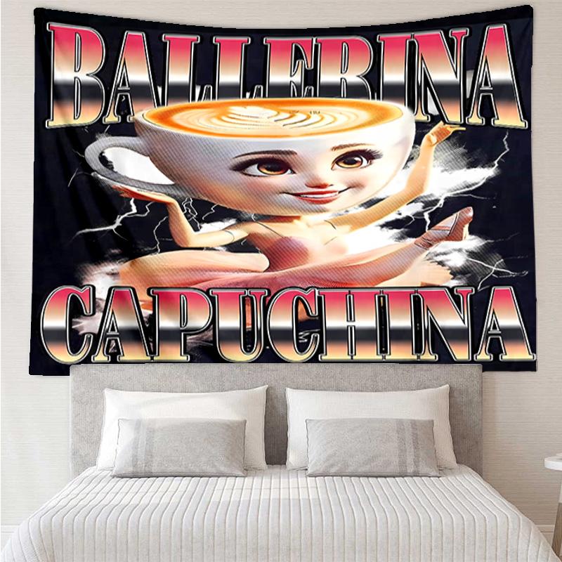 Ballerina Cappuccina Tapestry for Bedroom Aesthetic Classroom Tapestries Wall Hanging for Living Room Dorm Office,Ideal Creative Gift
