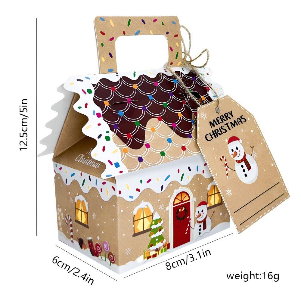 24 Pcs Kraft Paper Christmas Gift Boxes Presents Gable Cookie Candy Bags Surprise Gift Packaging