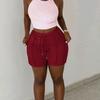 Женские спортивные шорты, повседневные спортивные шорты, эластичные мини-шорты с завязками на талии, летняя спортивная одежда