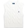 Polo Embroidered Pony Crew Neck Cable Knit Sleeveless Top Women Tops White WMPOSWENC021163-100
