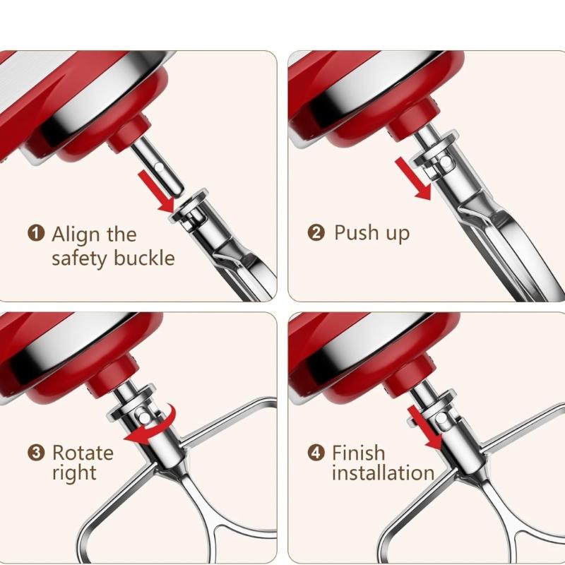 Heavy Duty Stainless Steel Flat Beater Replacement for 4.5-5QT Bowl Lift Stand Mixer Easy Attachment Accessories