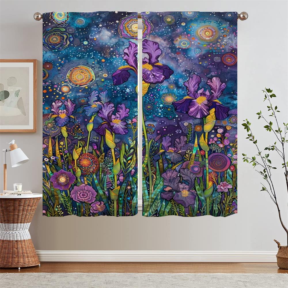 Фиолетовые ирисовые затемняющие шторы для гостиной, дома и декора, тканевые подхваты для штор, кухонные шторы, 2 шт., оконные завитки