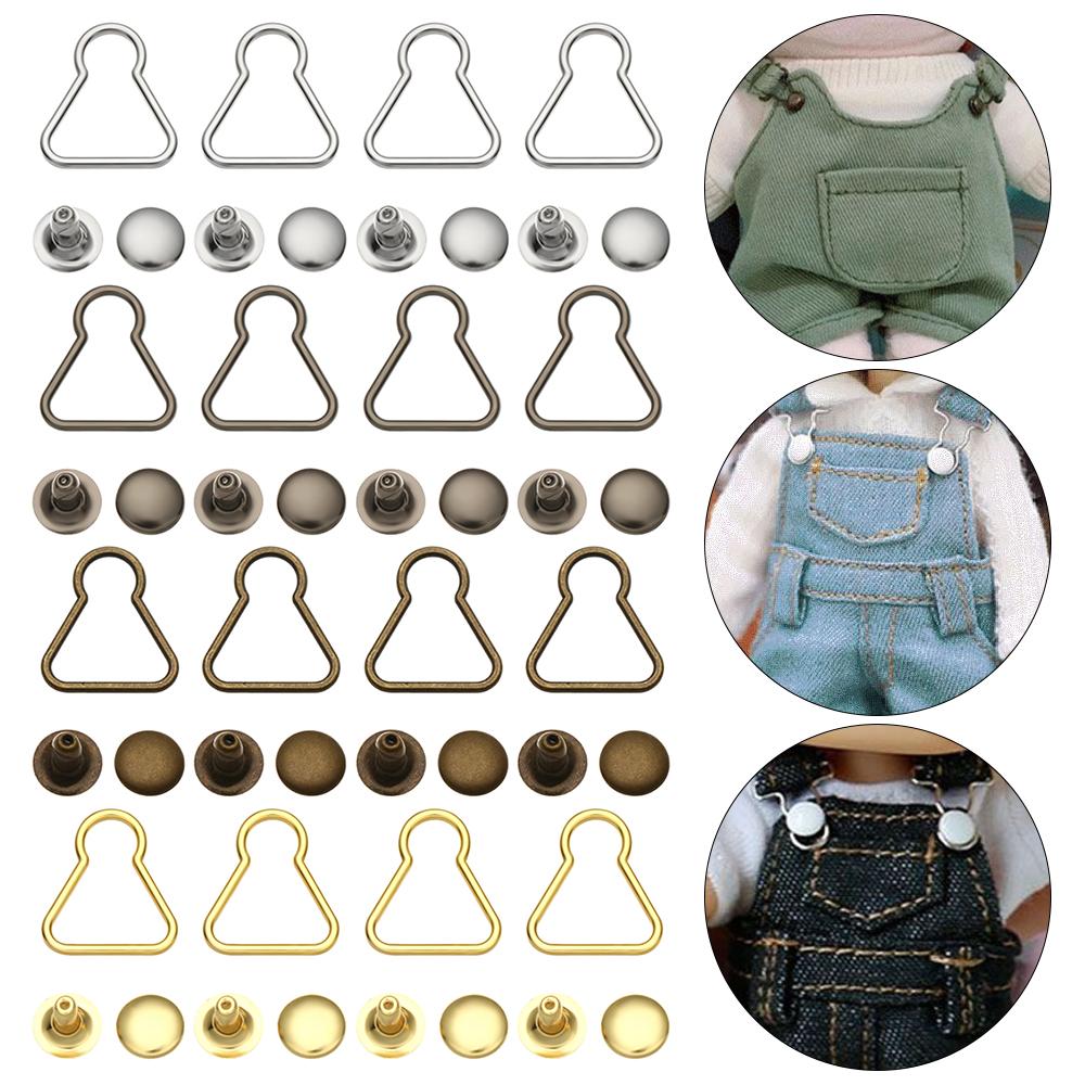 4Sets Mini Gourd Style DIY Trousers Bags Accessories Dolls Buckles Metal Buckle Doll Belt Buttons