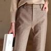 Autumn Women Straight Harem Pants Woolen Pants Women Solid Winter High Waisted Casual Suit Pants Office Wool Trousers 23977