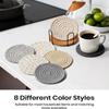 1Pcs Cup Coasters For Drinks Absorbent Woven Coaster Set With Holder Farmhouse Cloth Fabric Cup Coasters For Coffee Tea