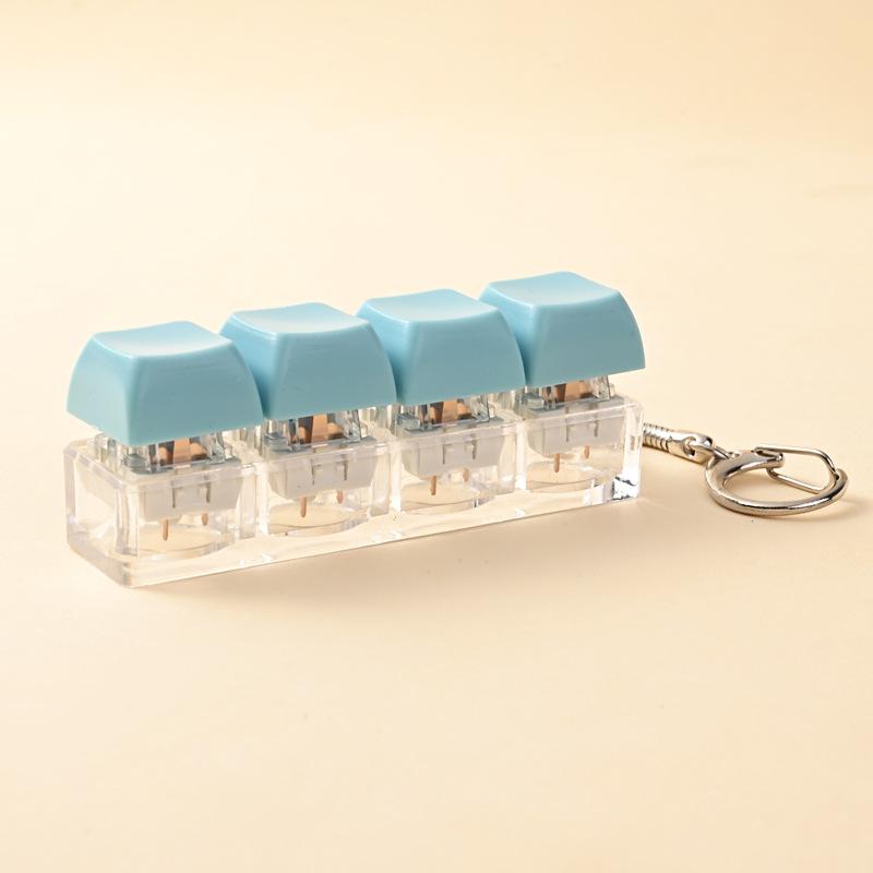 Cute 1 Buttons Keyboard Fidget Keychain Keyboard Clicker Mechanical Keyboard Keyring Stress Relief Toys Gift For Girlfriend