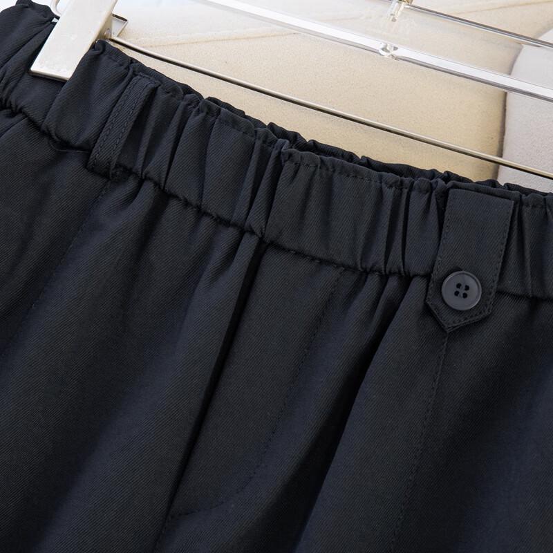 Sibaishai Women's Solid Elastic Waist Straight-Leg Casual Pants