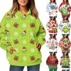 Ladies' Fashionable Long Sleeved Pullover With Christmas Print Hooded Pocket Sweatshirt