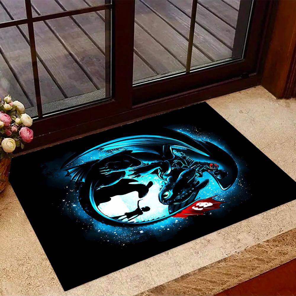 Dragons And Heroes Adventure Themed Anti-Slip Rugs - Polyester Home Decor, Suitable for Bedrooms, Living Rooms, Doorways, Studios, and Decorations