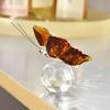 Faux Crystal Butterfly Ornament Desktop Sparkling Butterfly On Ball Collectible Prismatic Butterfly Figurine for Desk Bookcase Shelf