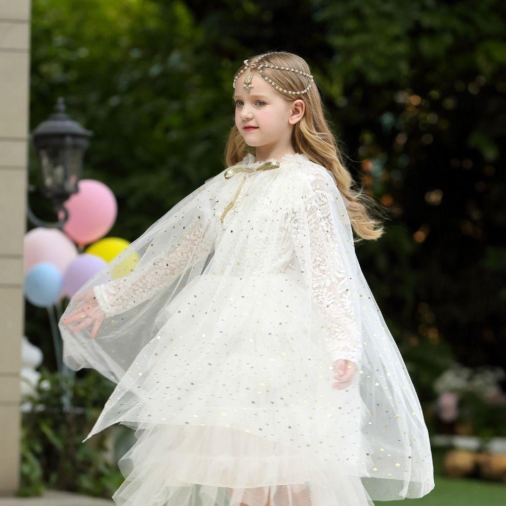 Carnival Party Clothes Girls Princess Cape Cute Girl Tulle Cloak New Elegant Dress Cape