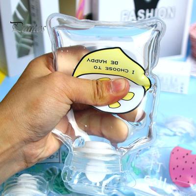 Прозрачный ПВХ мешок для горячей воды с мультяшным узором, герметичный, горячий и холодный компресс, облегчение боли, зимний грелка для рук, ног, бутылка, теплый подарок