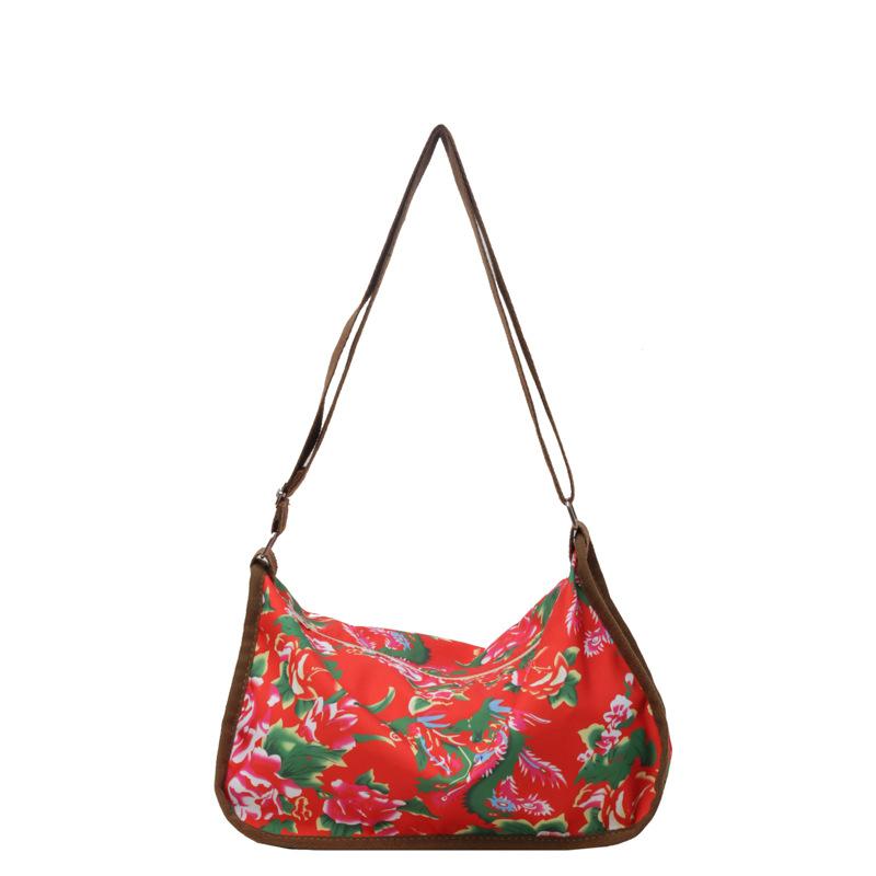 Северо-восточная большая холщовая сумка с цветочным принтом, женская новая повседневная сумка через плечо для женщин, корейский стиль, универсальная сумка через плечо с широким ремнем для женщин