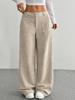 2025 European & American Casual Women's Solid Wide-Leg Floor-Length Pants with Front & Back Pockets