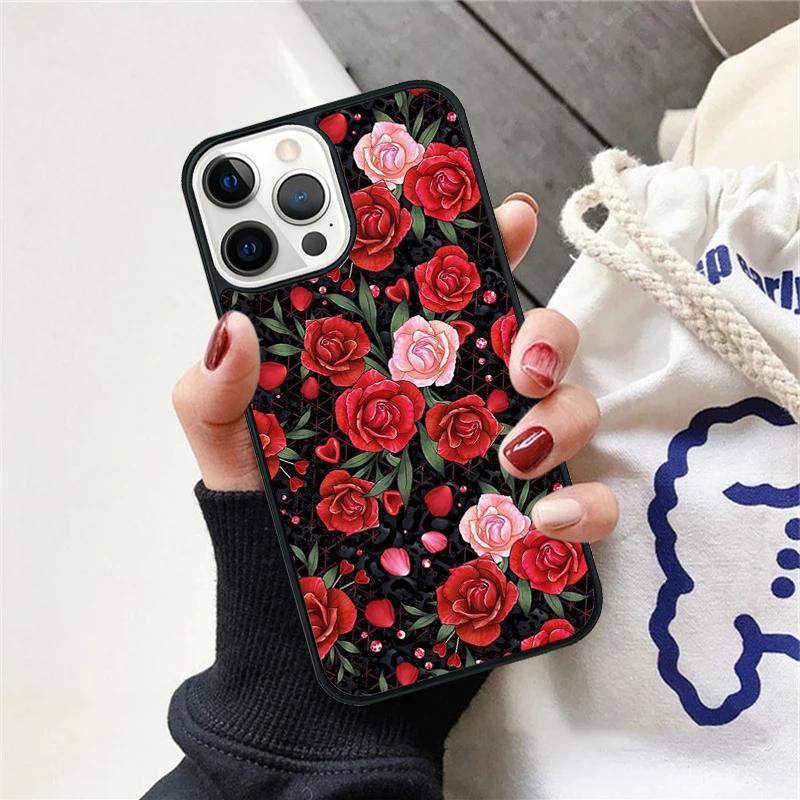 Красные Розы Цветочный Чехол Для Телефона Для iPhone 17 Air 15 16 Чехол 11 13 14 Pro Max 12 Plus Max Fundas