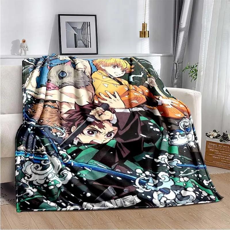 Флисовое одеяло в стиле аниме Demon Slayer Kimetsu no Yaiba Nezuko Kamado Tanjiro Kamado, мягкое постельное белье, покрывало, утепляющий чехол для дивана