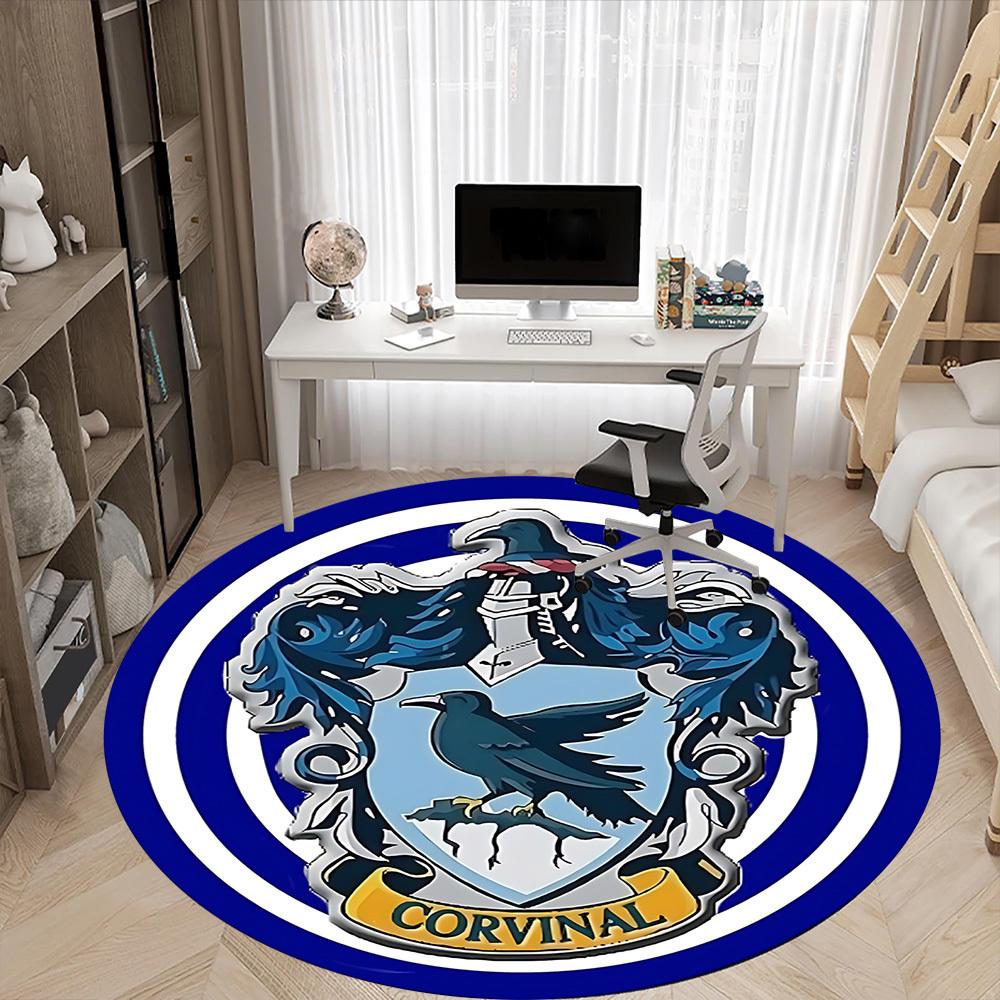 1PC Raven Crest Office Round Rug - Perfect for Office or Study Decor, Non-Slip Backing, Decorative Floor Mat yy250916074
