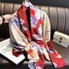 Women Scarf Silk Scarves Spring And Summer Fashion Printing Shawl Temperament Long Wrap Thin For Travel Warm Neck Sun Protection