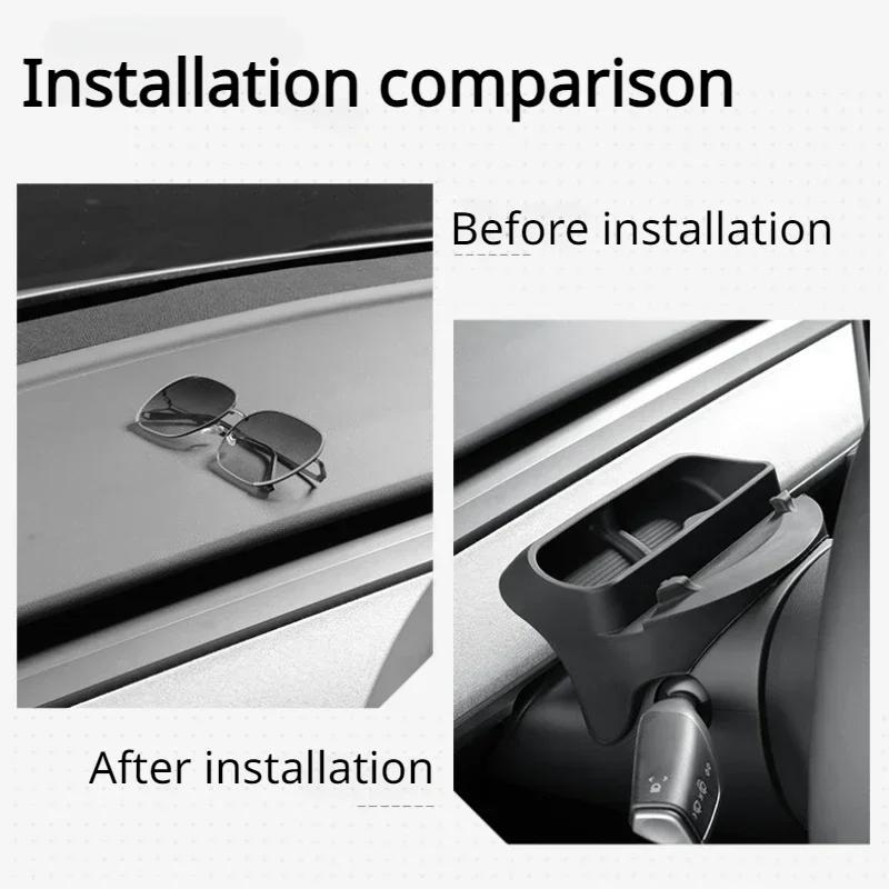 Silicone Storage Box for Tesla Model 3 Y 2025-23 Steering Wheel Glasses Case GPS Navigation Mobile Phone Holder Car Accessories