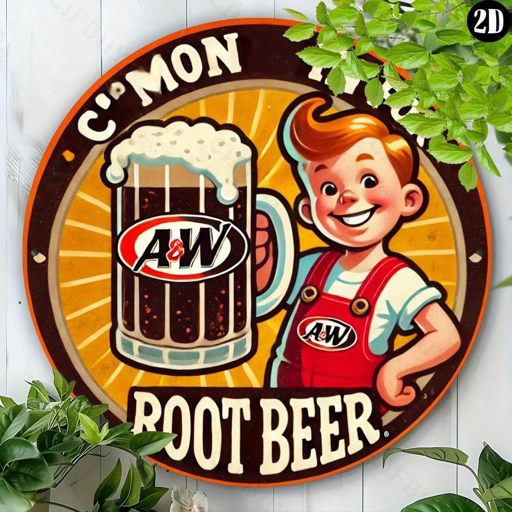 Винтажная металлическая вывеска A&W Root Beer Настенное искусство Алюминиевый декор Подарок Бар Кафе Домашний Офис