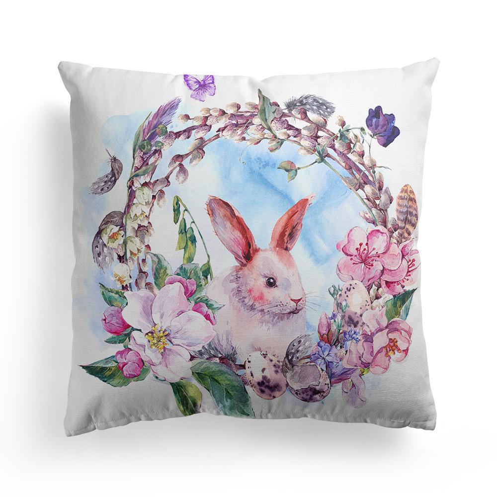 Пасхальная наволочка Скандинавский фестиваль Кролик Цветы Гирлянда Дом Персиковый Кожа Бархат Подушка Наволочка