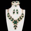 Exaggerated Crystal Flower Gemstone Necklace Four-Piece Jewelry Women'S Dress Dinner Accessories