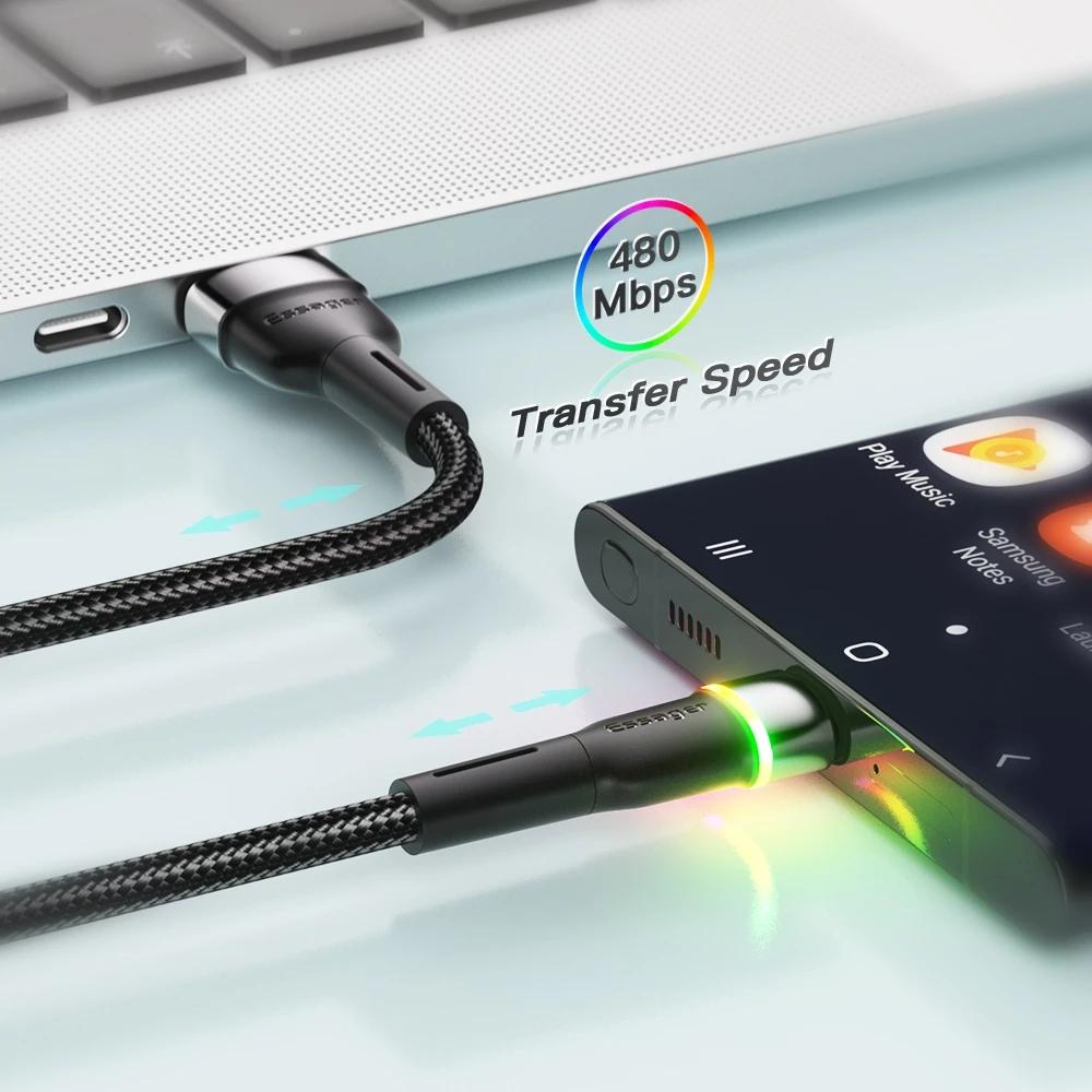 Essager Кабель USB Type C 3A, зарядное устройство для мобильного телефона, шнур для быстрой зарядки для Xiaomi 11 12 Poco F3 Realme, Huawei Oneplus, провод для передачи данных