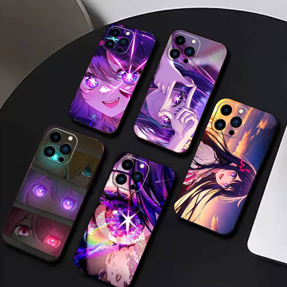 Oshi No Ko A-Аниме Милый Чехол Для Телефона Для iPhone 16,15,14,13,12,17,Pro Max,Plus Силиконовый Черный Чехол