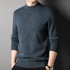 Мужской вязаный нижний свитер с круглым вырезом из чистой шерсти, шерстяной свитер, осенне-зимний новый модный толстый джемпер