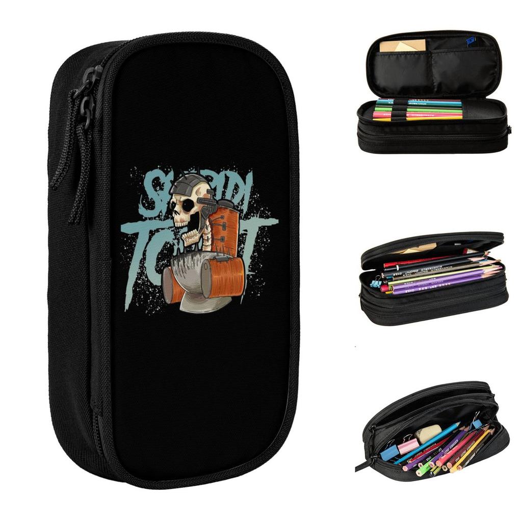 Skibidi Toilet Skull Pencil Cases Classic Pen Bag Student Big Capacity Students School Cosmetic Pencil Pouch