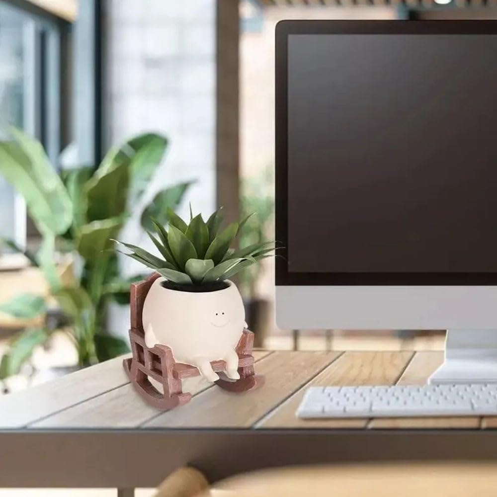 DIFEIUKI Улыбающееся лицо Цветок Смола Кактус Суккулент Для Мини-сада Исцеление Новоселье Подарок Горшок, Горшок, Горшок, Милый, Стильный, Растения, Кашпо,