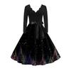 Women's Casual Fashion Long Sleeve Christmas Graphic Printed Vintage Long Dresses