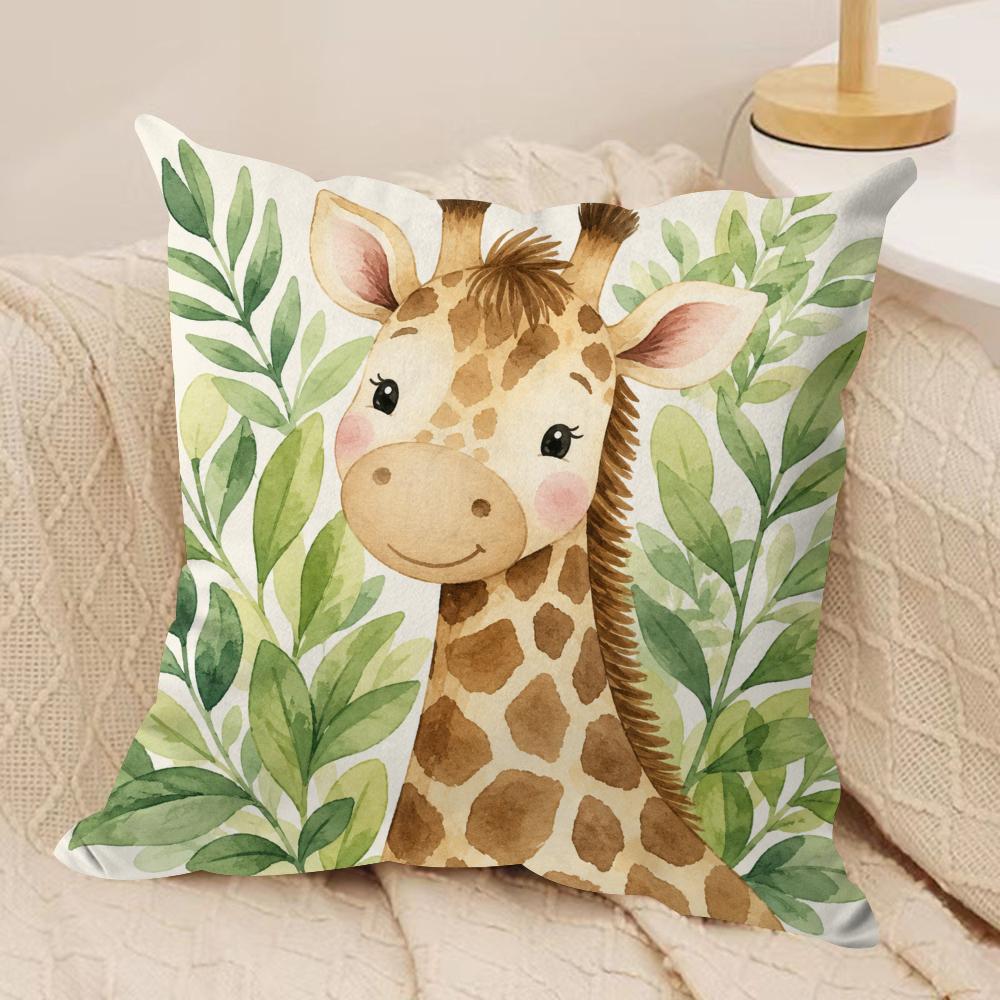 Safari Animal Art Cushion Cover Pillow Case Short Plush Square Throw Pillow Covers Pillowcase Sofa Home Decor Gift