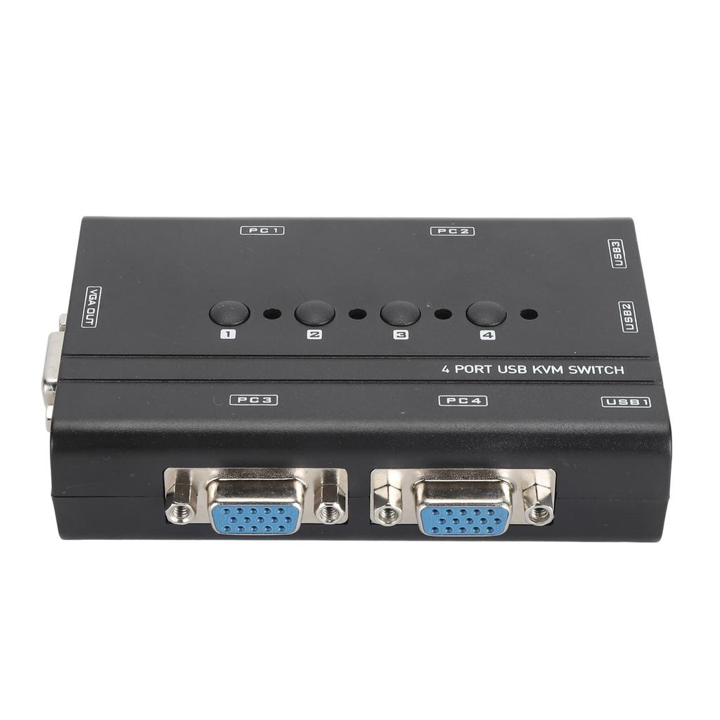 USB VGA KVM-переключатель 4 порта USB VGA KVM-переключатель-селектор для 4 ПК с общим 1 дисплеем 3 USB-устройствами Клавиатура Мышь Принтер