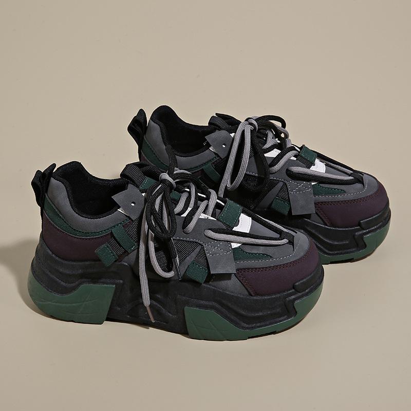 Папины кроссовки женские 2025 осень новые туфли женские универсальные корейская версия на толстой подошве увеличивающие рост спортивная обувь повседневная беговая модная обувь