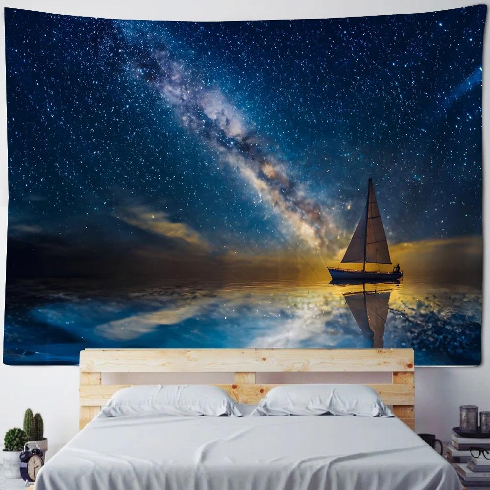 Home Wall Decoration Tapestry Outdoor Scenery Beach Background Office Living Room Tapestry